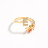 Delicate Initial Leaf Ring