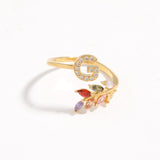 Delicate Initial Leaf Ring