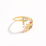 Delicate Initial Leaf Ring