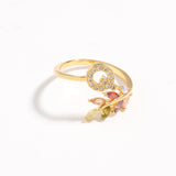 Delicate Initial Leaf Ring