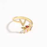 Delicate Initial Leaf Ring