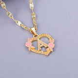 Initial Flower Letter Pendant Necklace