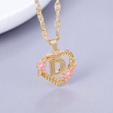 Initial Flower Letter Pendant Necklace