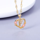 Initial Flower Letter Pendant Necklace