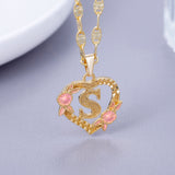 Initial Flower Letter Pendant Necklace