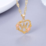 Initial Flower Letter Pendant Necklace