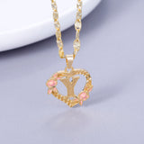 Initial Flower Letter Pendant Necklace